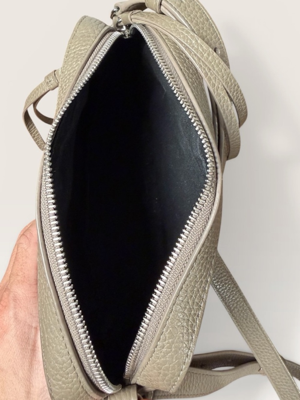 AllSaints Leather Bag Woven Detail Taupe - Picture 12 of 12